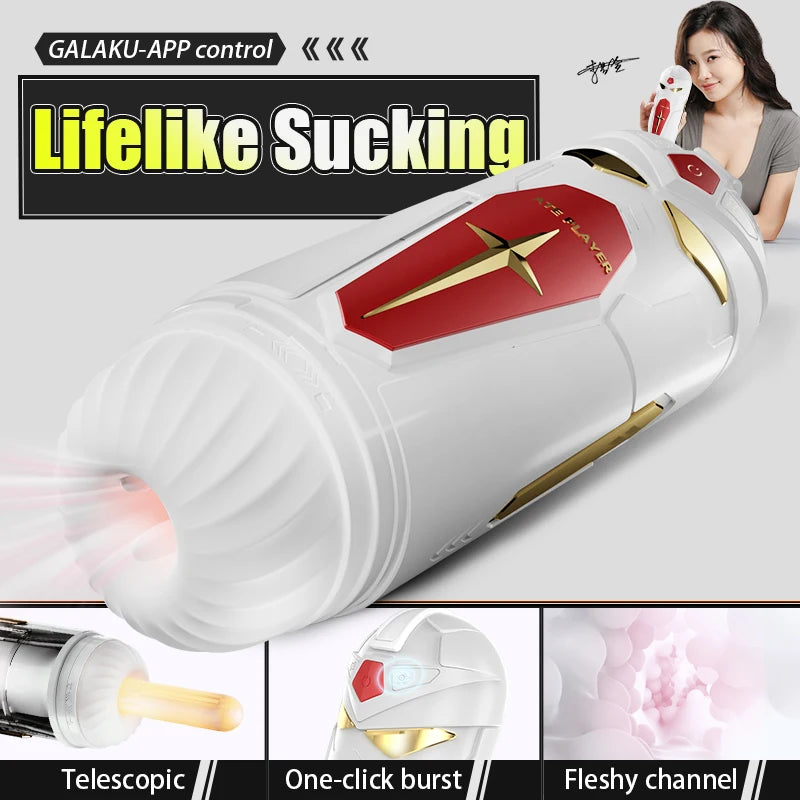 GALAKU®Mecha original Male masturbators Cup Bluetooth APP Control vibration suck simulation telescopic Mate player masturbator