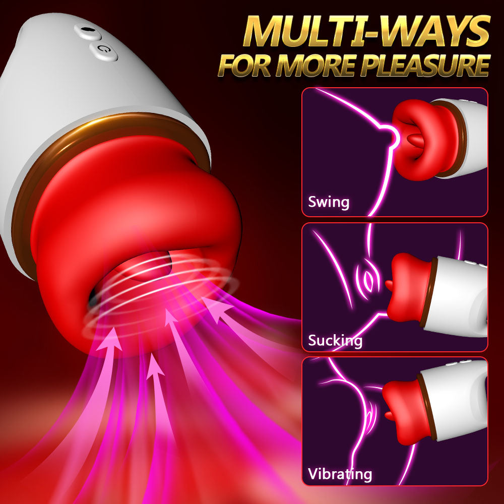 Handheld Kiss Big Mouth Tongue Licking Vacuum Suction Vibrator