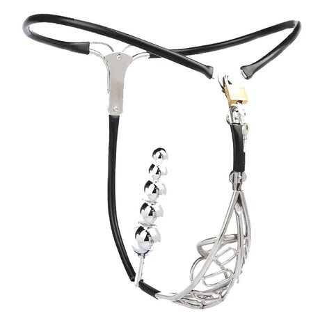 Black Emperor Invisible Stainless Steel Male Restraint with Anal Plug