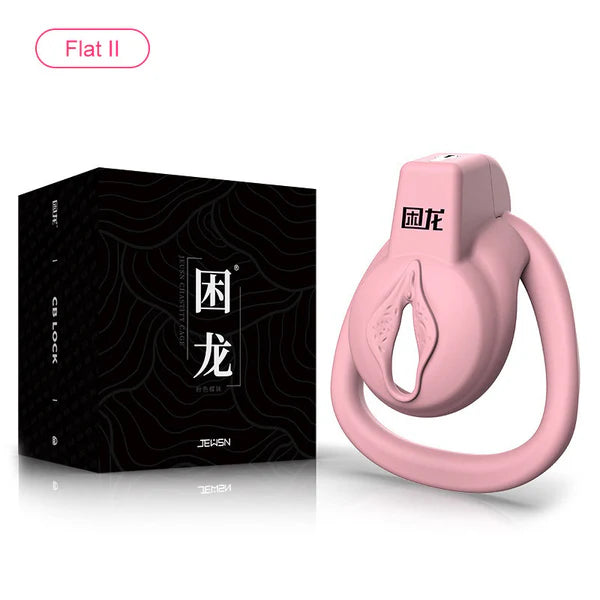 JEUSN Pink Flat Chastity Cage