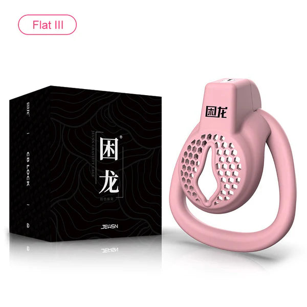 JEUSN Pink Flat Chastity Cage