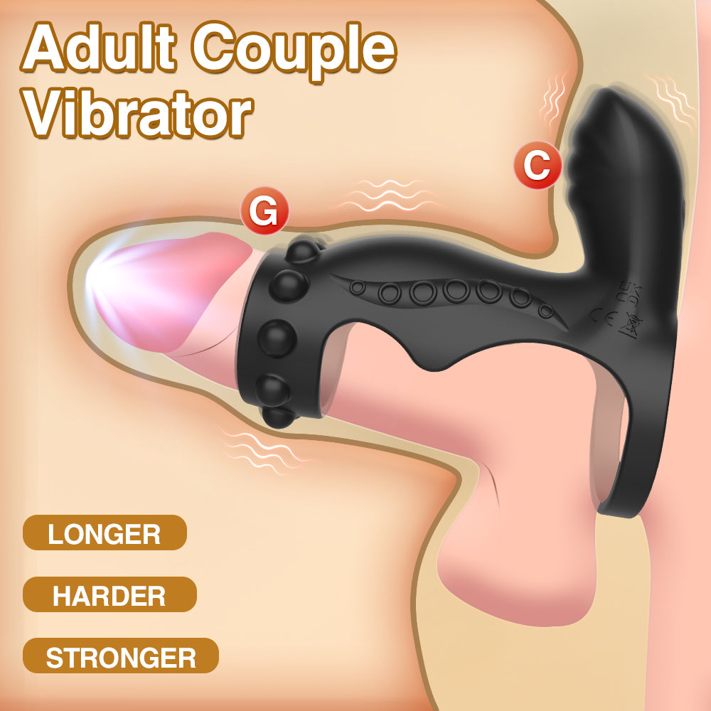 Leo Vibrating Double Penetration Strap-On Cock Ring