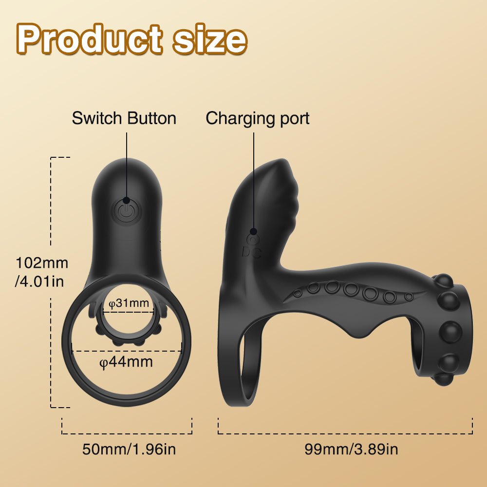 Leo Vibrating Double Penetration Strap-On Cock Ring