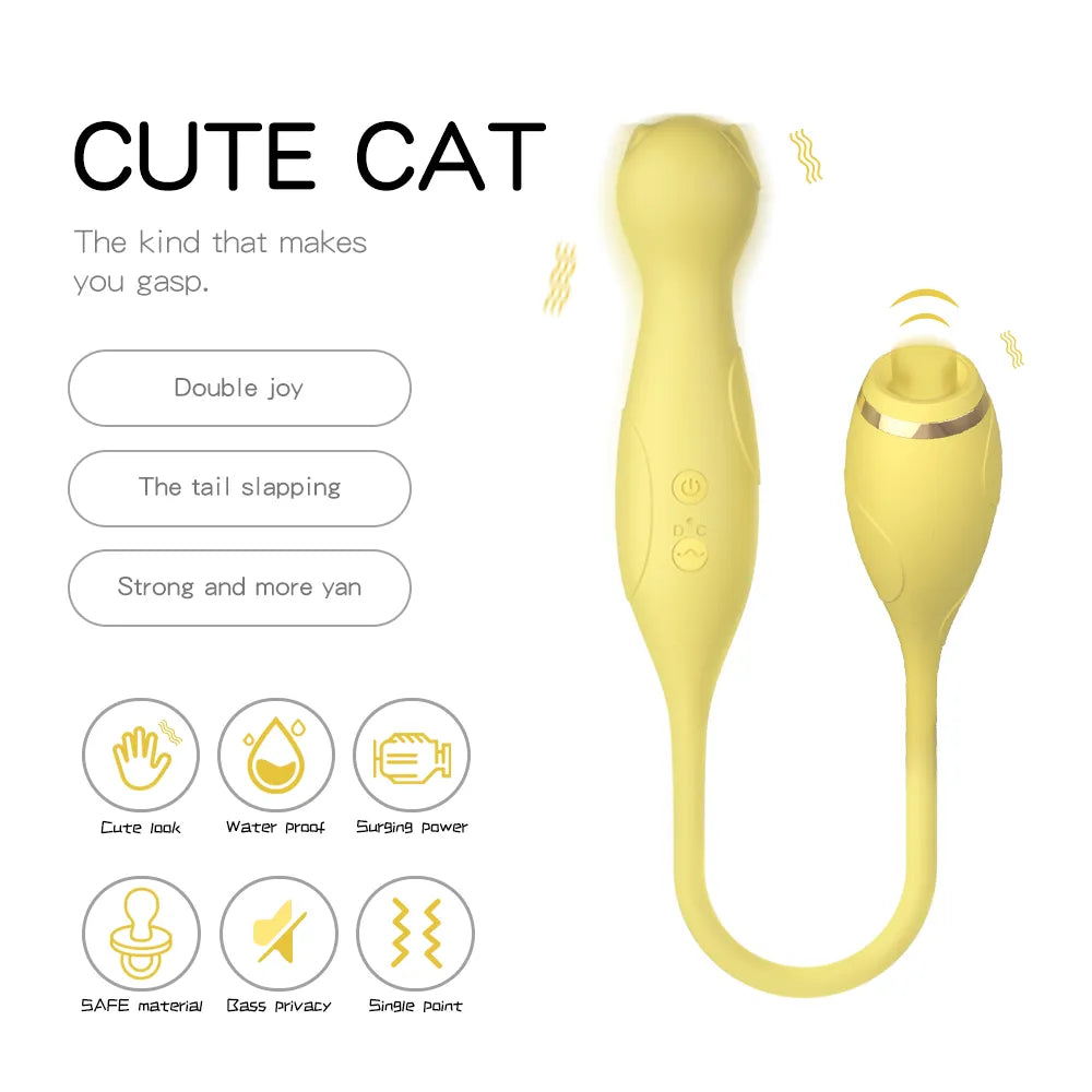 LILO Cute Cat Double-headed Egg Sucking Vibrator