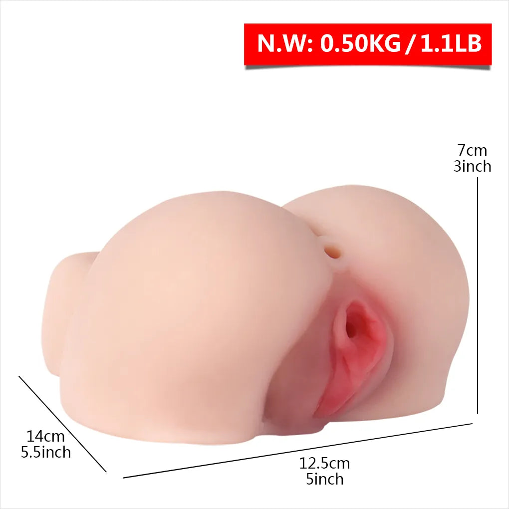 MINI Realistic 2IN1Vagina Anus Butt Masturbator