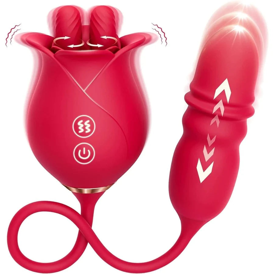 Misyo 3 in1 Dual Tongue Licking Stimulation Insertable Rose Toy