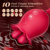 Misyo 3 in1 Dual Tongue Licking Stimulation Insertable Rose Toy