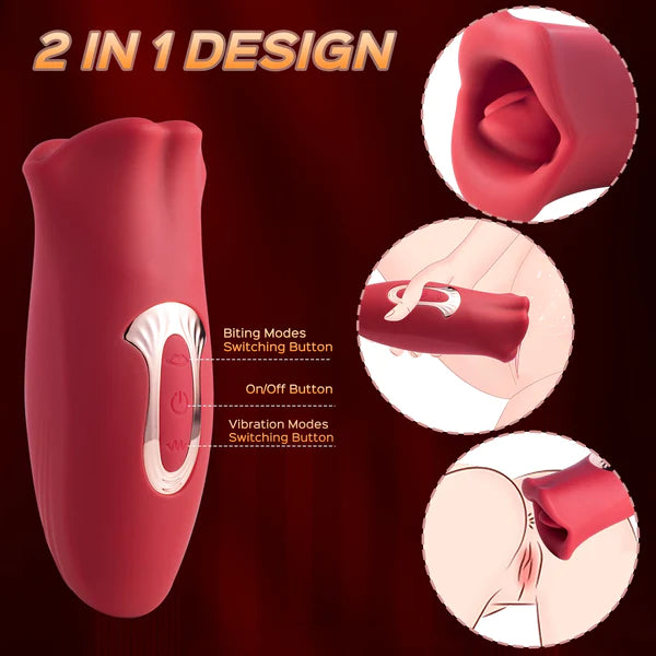 Mizzzee Flame Lips Super Vibrating Clit Tickler Oral Sex Toy Mouth Biting Vibrator