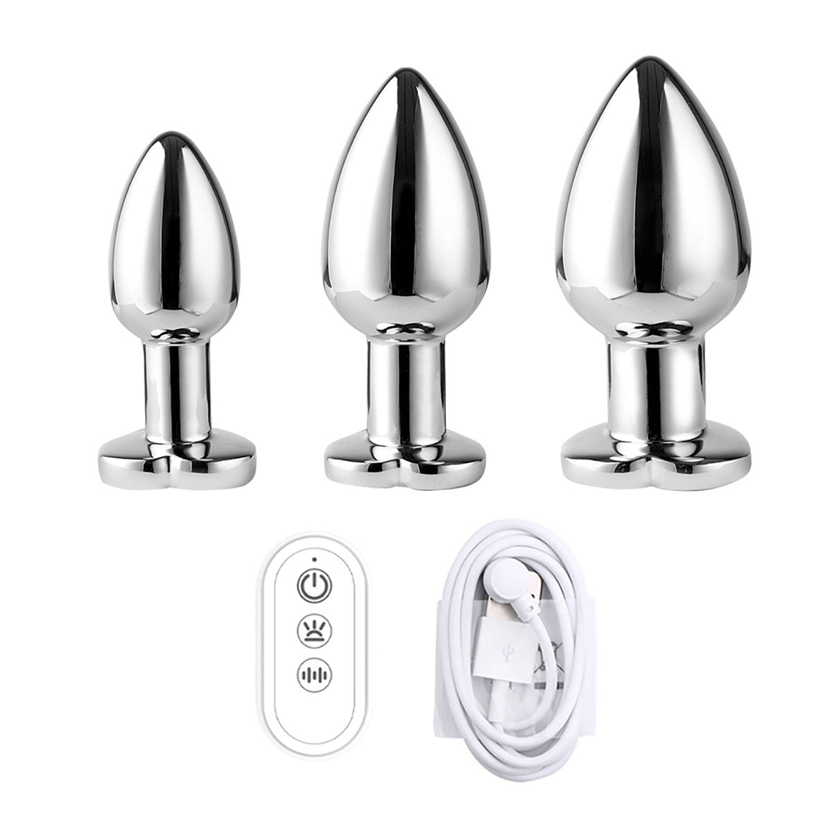 Heart Vibrating Steel LED Butt plug