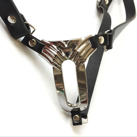 Black Emperor PU Leather Locking Chastity Belt For Women