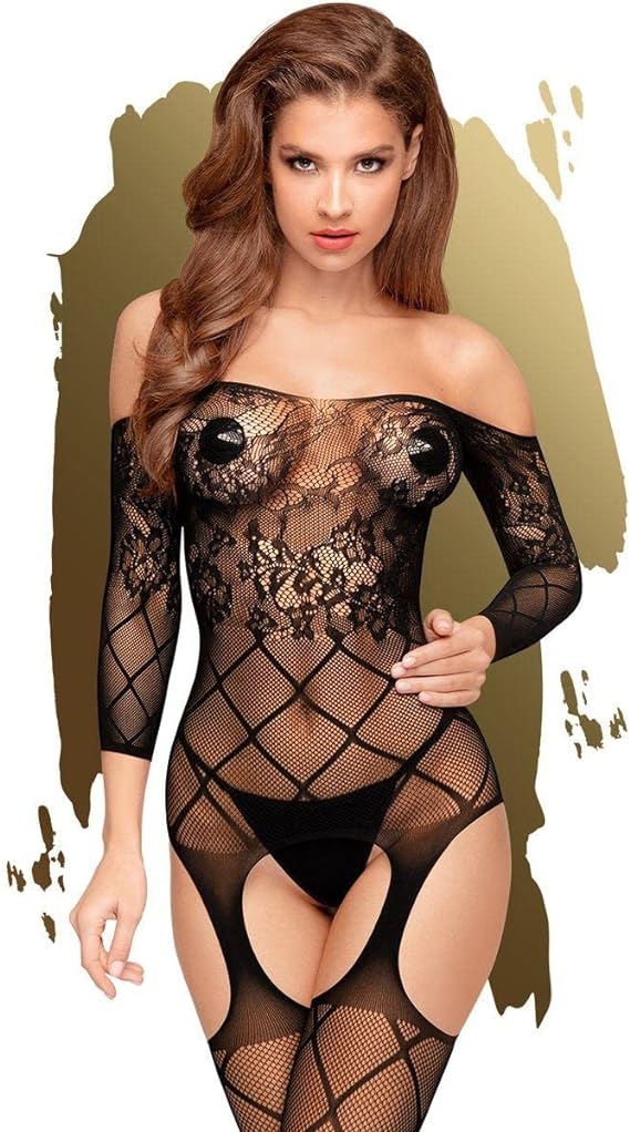 Penthouse Lingerie Top-Notch Long-Sleeved Lace Bodystocking S-L