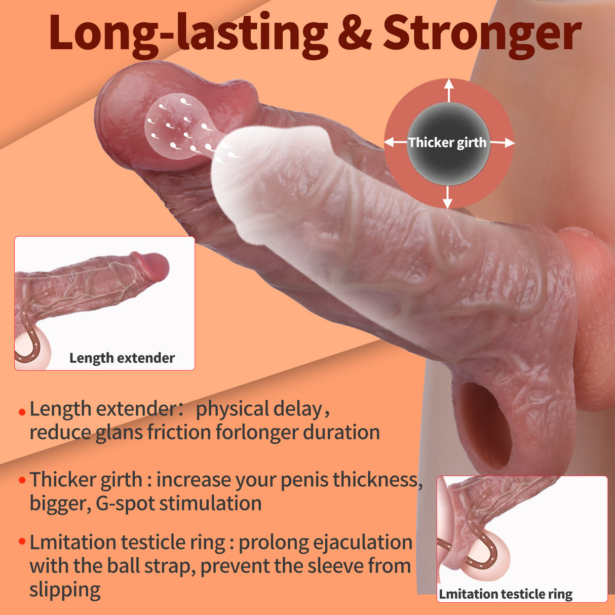 Pyrrhus S8118 Realistic Penis Extension sleeve