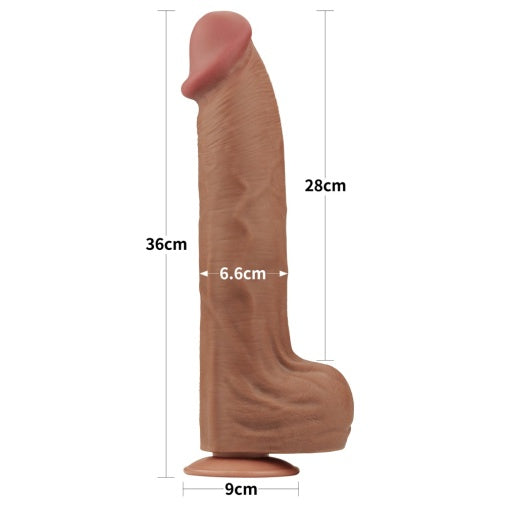 14" Realistic Dual-layer Sliding-skin Dildo