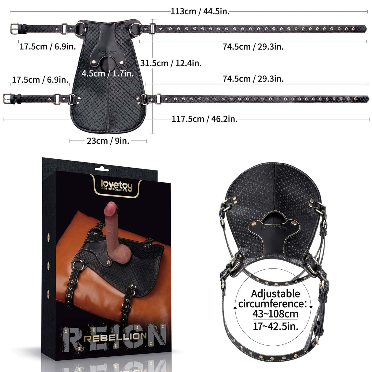 Rebellion Reign Strap-On Dildo Saddle With Adjustable Buckle Straps