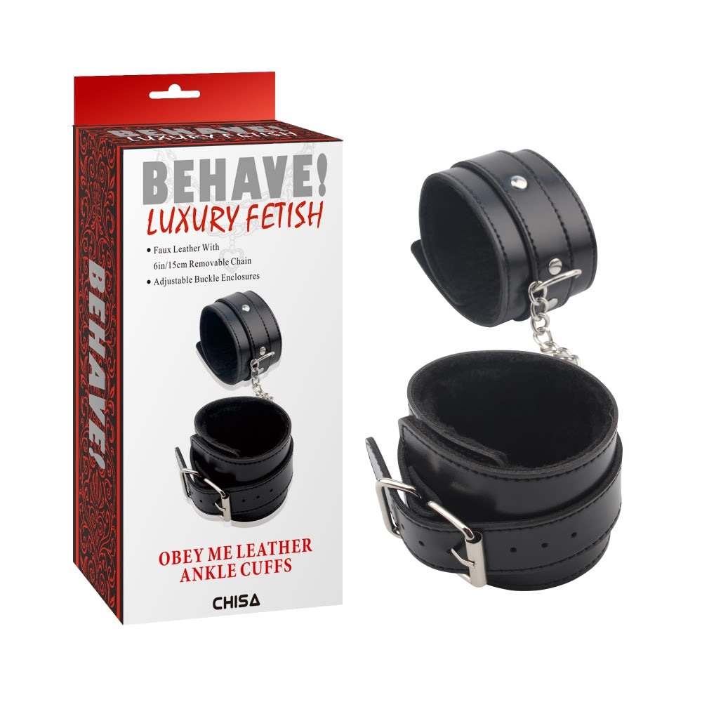 Behave Obey Me Leather Ankle Cuffs