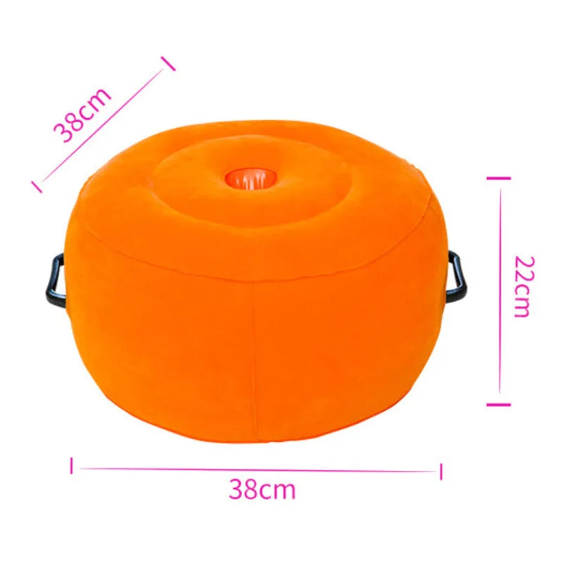 Rofun®Round Inflatable Cushion Elastic Force Chair Furniture More Exciting In Bed Pillow Orange Safe Durable Comfort Portable Air Sofa