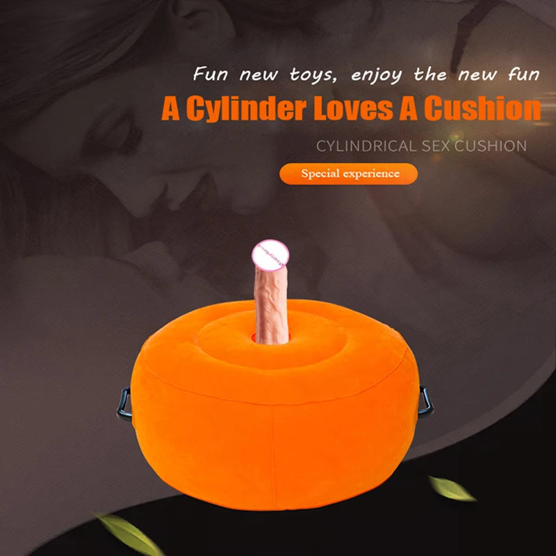 Rofun®Round Inflatable Cushion Elastic Force Chair Furniture More Exciting In Bed Pillow Orange Safe Durable Comfort Portable Air Sofa