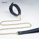 Roomfun®Bdsm Faux Leather Padded Collar With Leash Sex Bondage Restraint For Adult Foreplay