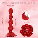 Remote Control Rose Rotating Beads Butt Plug Vibrator