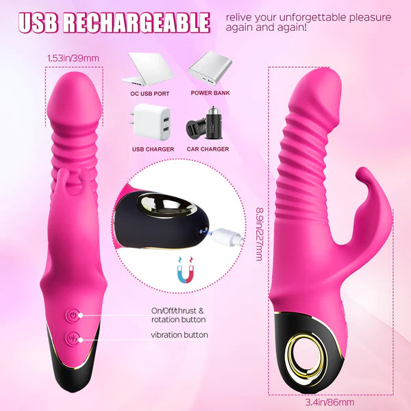 Swinging Rabbit Thrusting & Rotating G-Spot Rabbit Vibrator