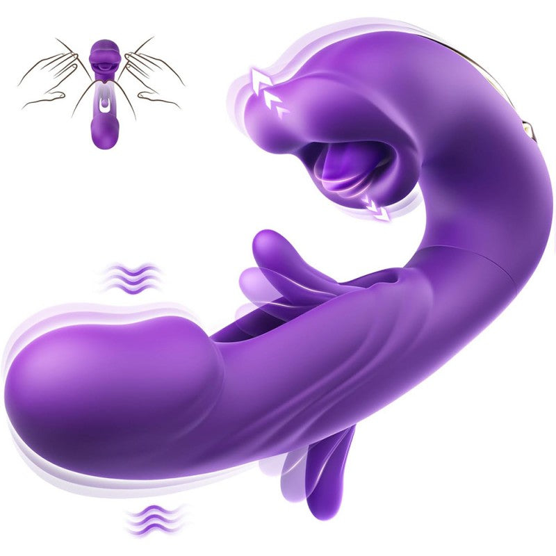 S-Hande G-Spot Vibrator with 7 Flapping 7 Vibrating 5 Licking & Sucking