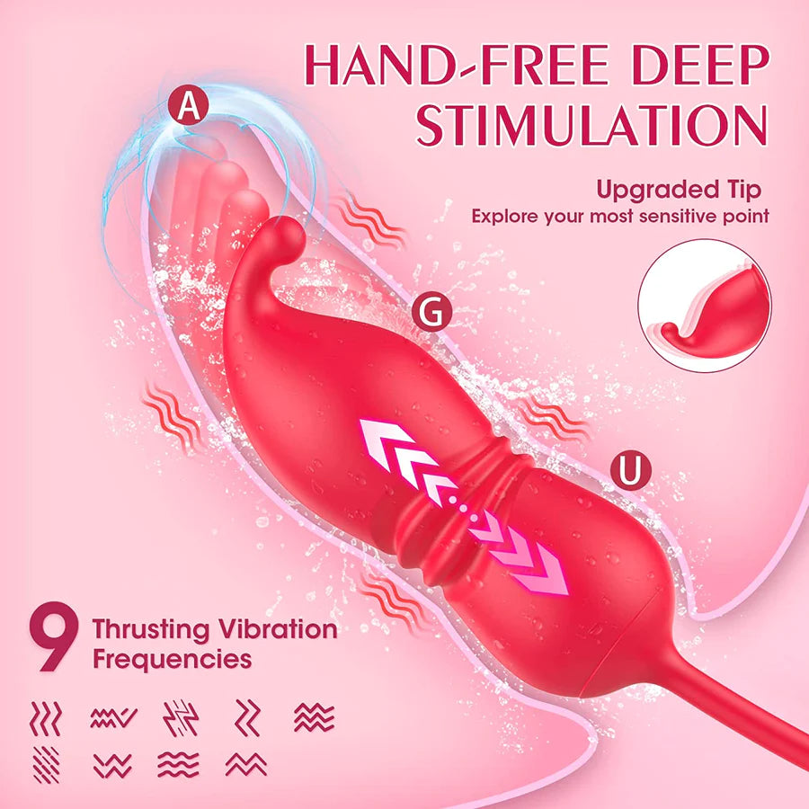 SHD S54 Tongue Licking and Thrusting G-Spot Massager Rose Vibrator