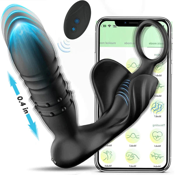 Samurai 9 Thrusting Remote Control Anal Prostate Massager With Cock Ring