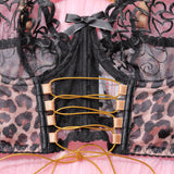 Sexy Leopard print Lace Garter Sexy Lingerie Set