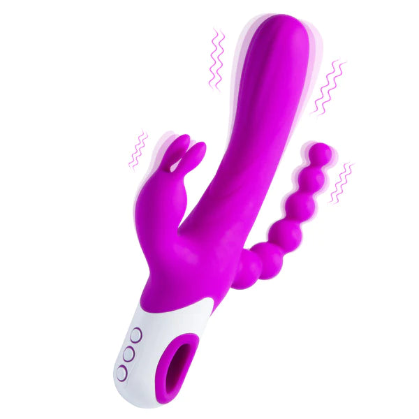 Violet Triple Rabbit Vibrator with Anal Beads