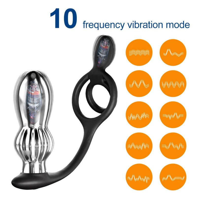 Vibrating Prostate Massager with Cock Ring with Remote