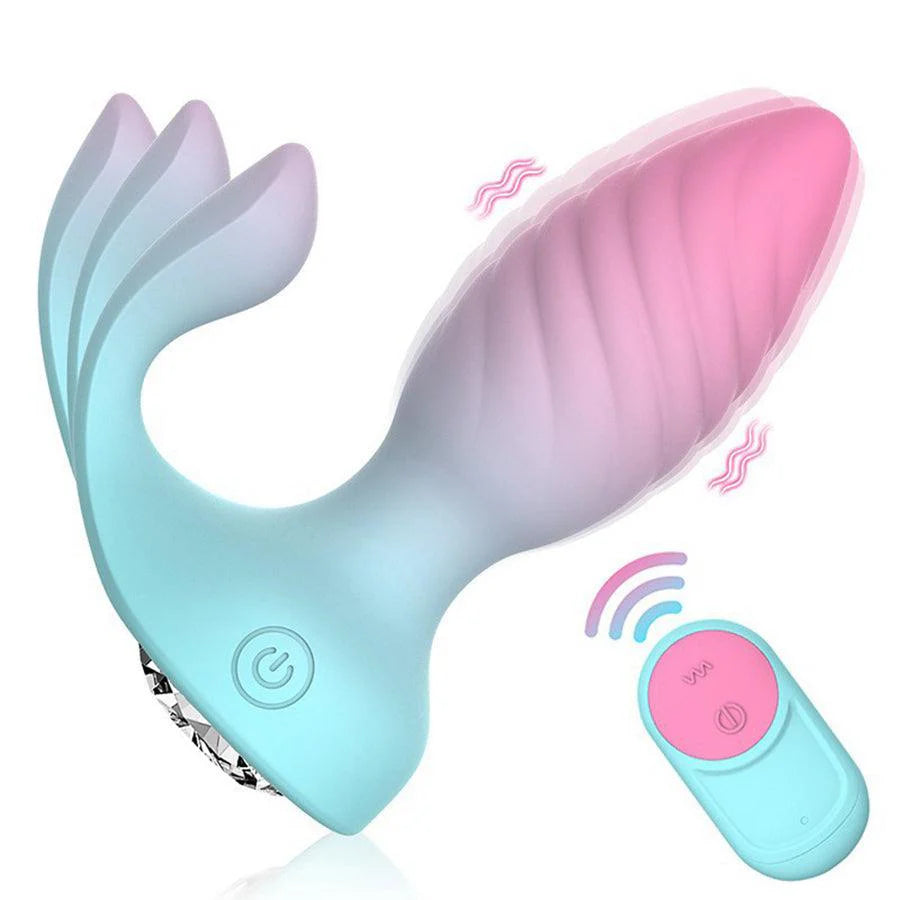 Gradient Color Vibrating Wireless Remote Control Jewel Anal Plug