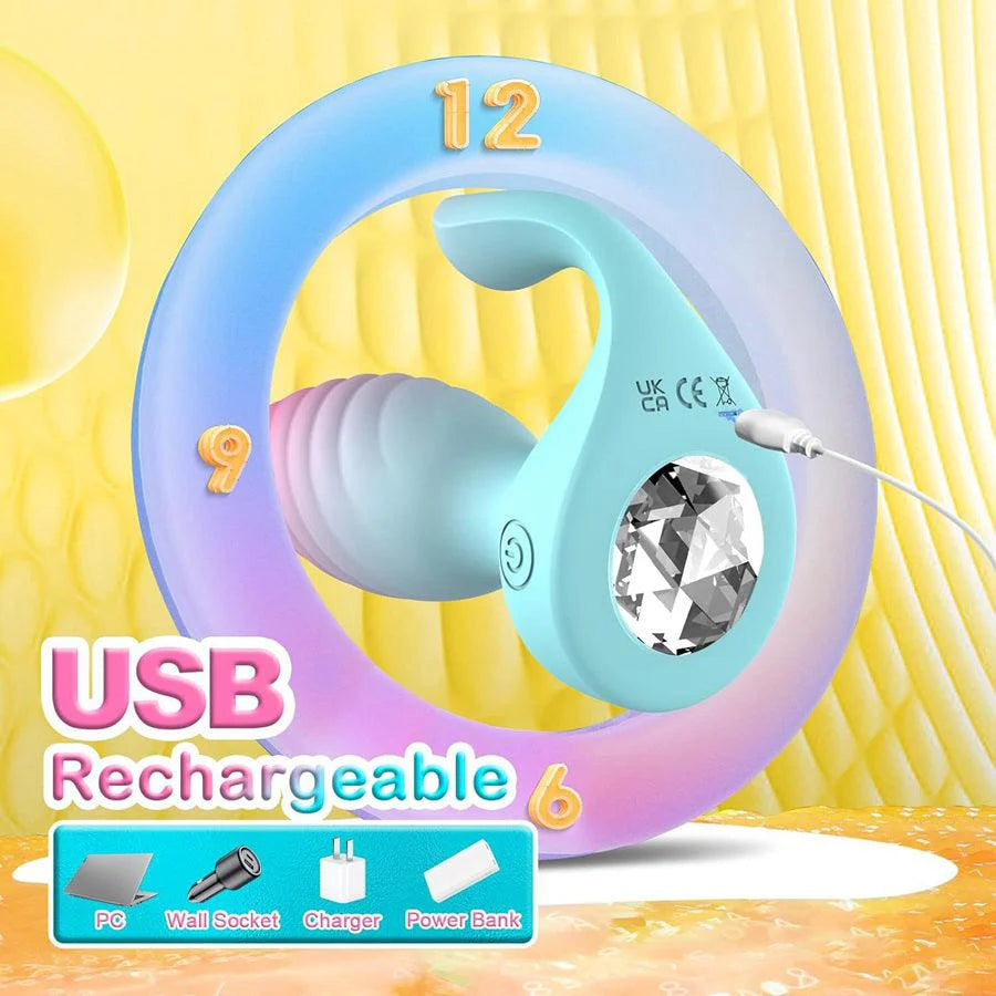 Gradient Color Vibrating Wireless Remote Control Jewel Anal Plug