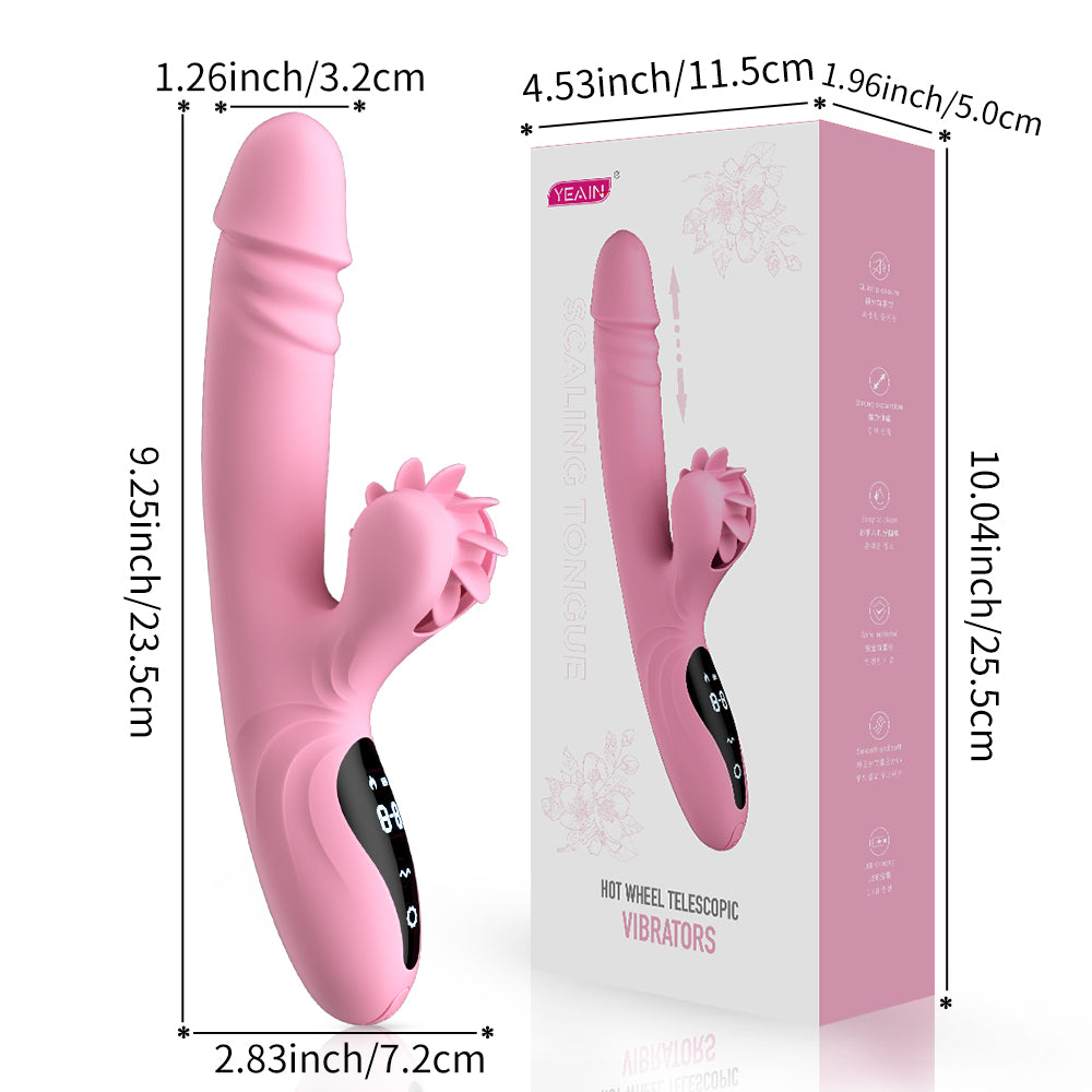 YEAIN®Hot wheel telescoplc vibrators tongue licking high frequency retraction female masturbation stick