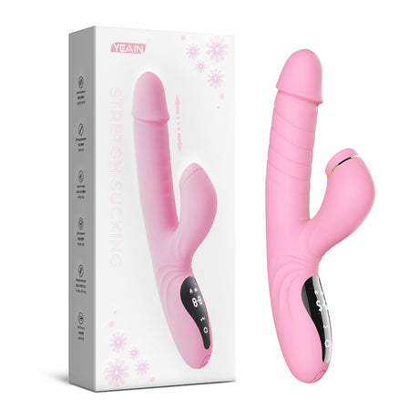 YEAIN®Stretch sucking Vibrating G spot AV Stick Penis Female Sex Masturbation Toy