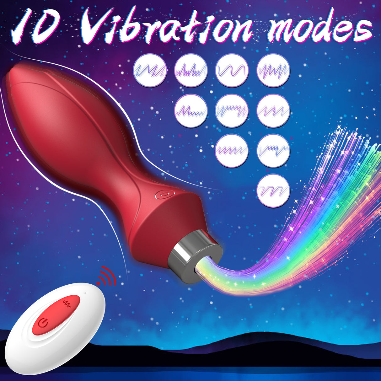 YcsLust 7 LED Luminous Plug Vibrator with 10 Vibration