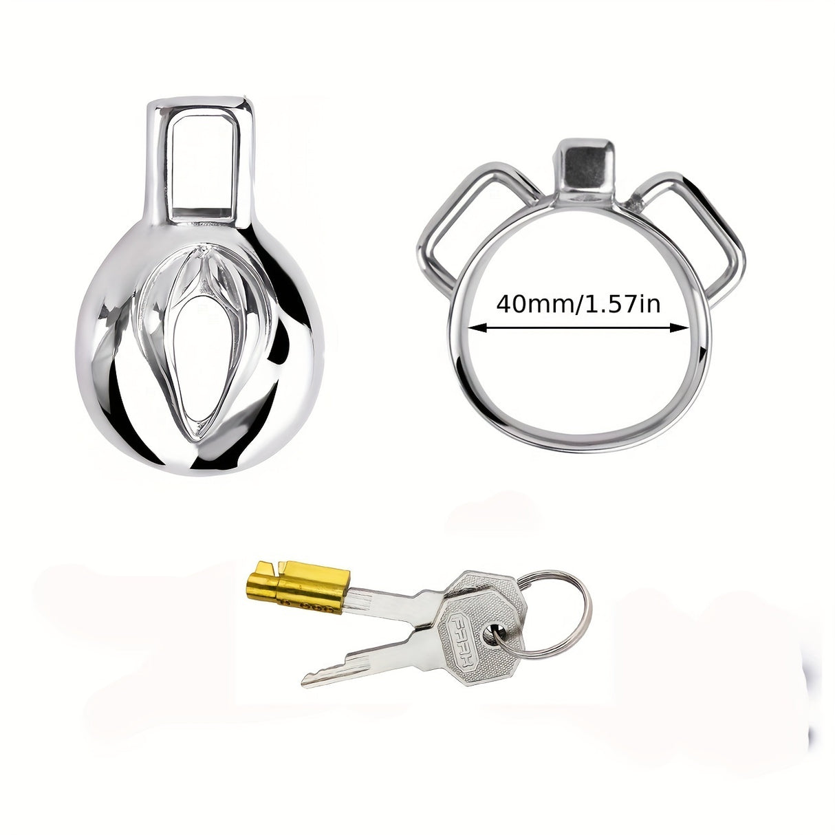 FRRK-138 Stainless Chastity Cage Device 4 Size Penis Ring Wearable Cock Lock