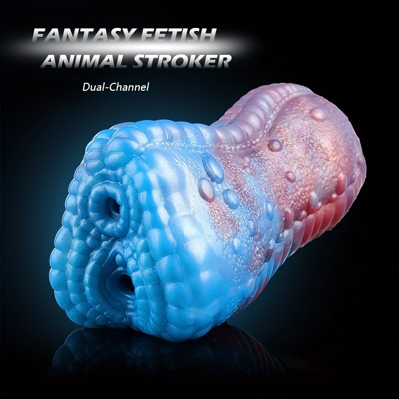 Dual Channel Fantasy Alien Animal Silicon Pocket Pussy Penis Exercise Masturbator