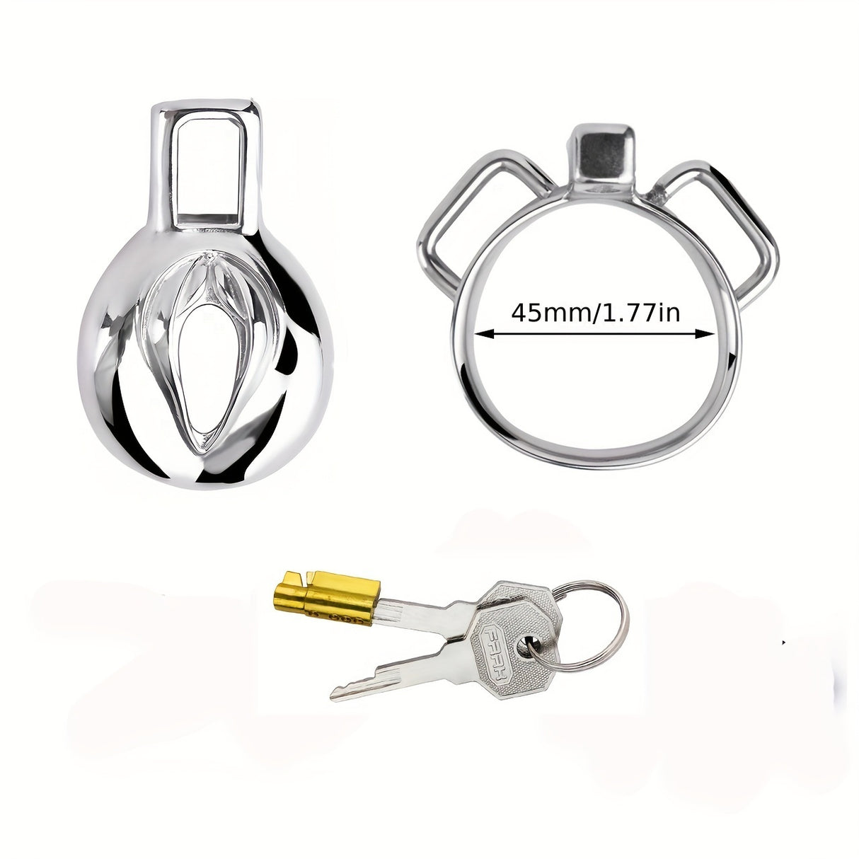 FRRK-138 Stainless Chastity Cage Device 4 Size Penis Ring Wearable Cock Lock