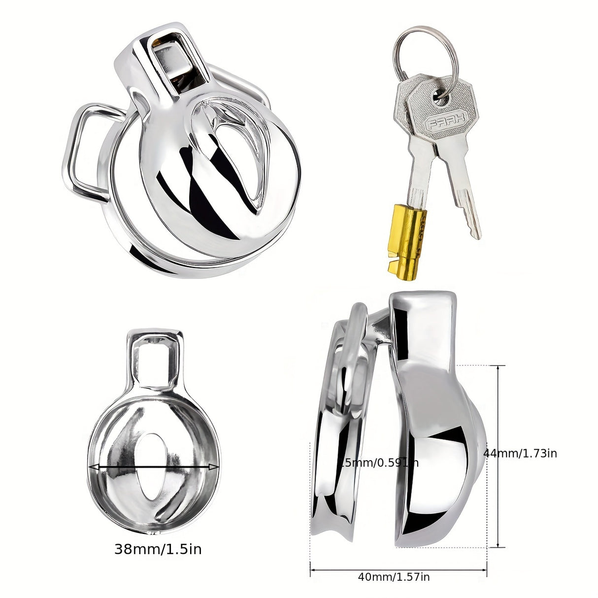 FRRK-138 Stainless Chastity Cage Device 4 Size Penis Ring Wearable Cock Lock