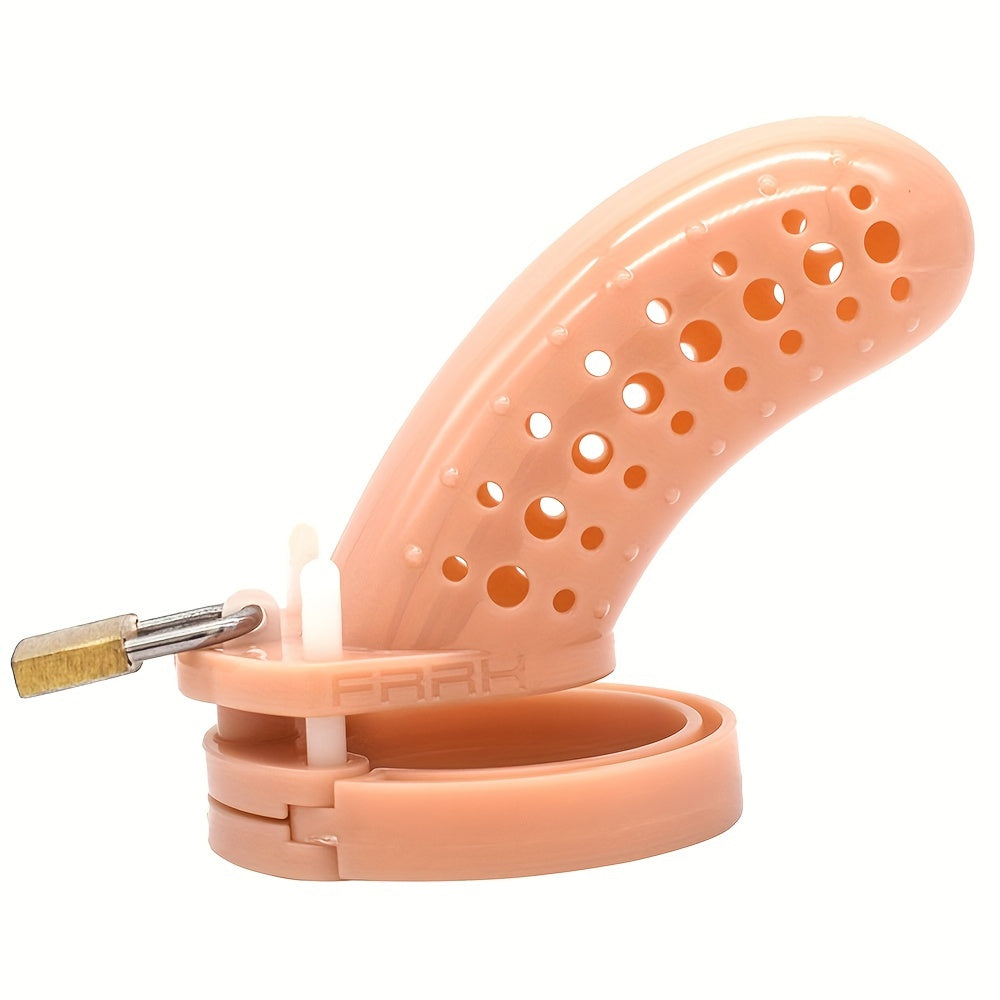 FRRK-23 Long Colorful Chastity Cage ABS Resin Cock Lock With 5 Penis Rings