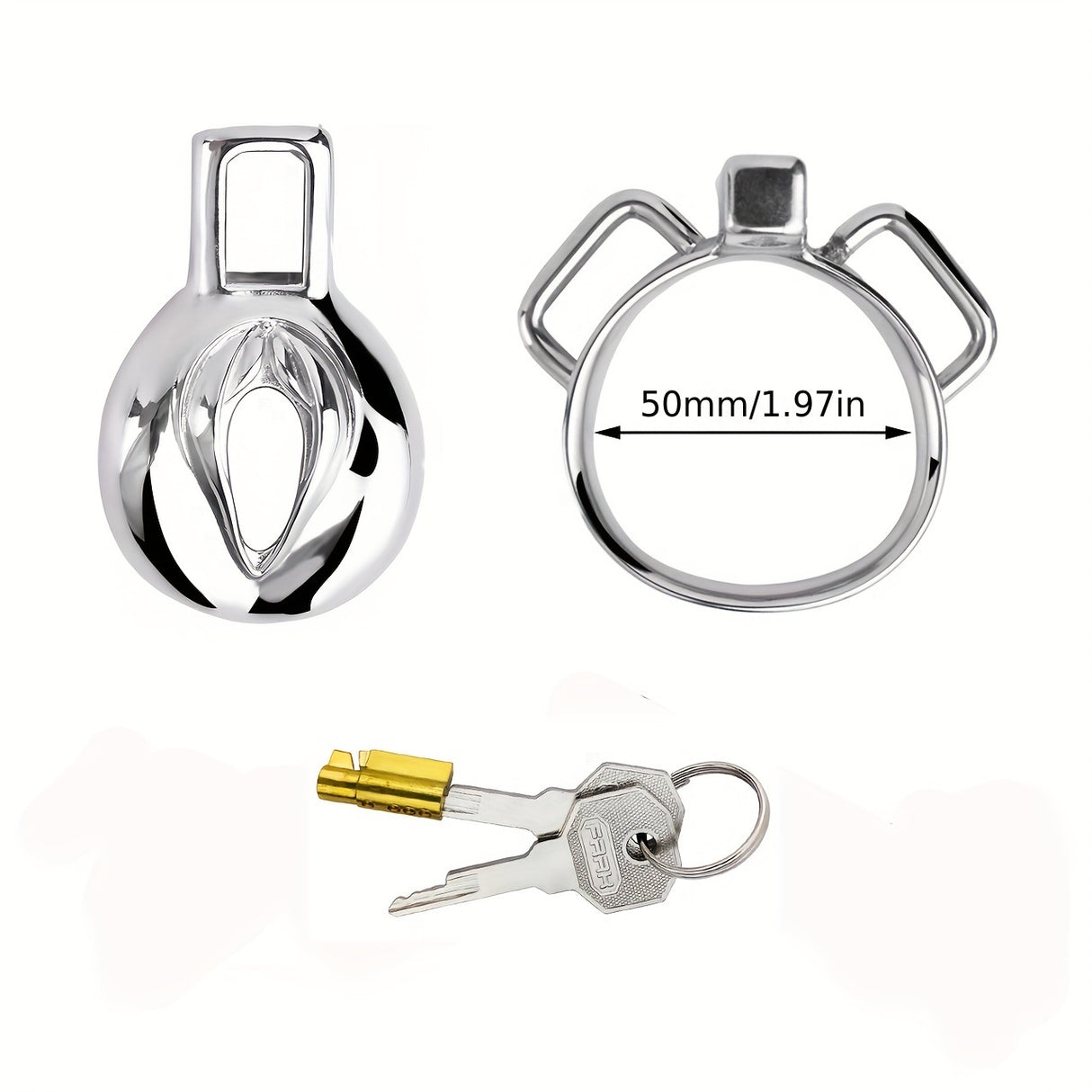 FRRK-138 Stainless Chastity Cage Device 4 Size Penis Ring Wearable Cock Lock