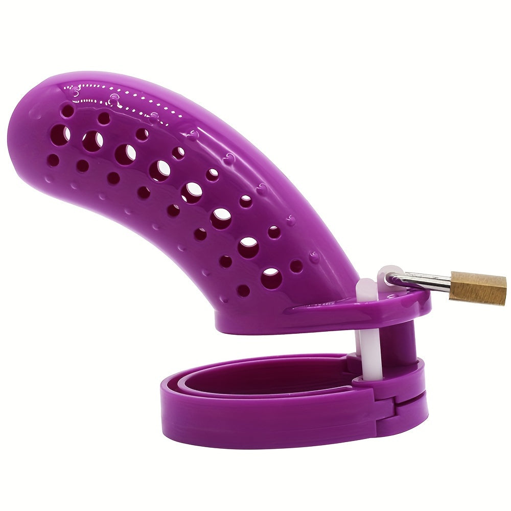 FRRK-23 Long Colorful Chastity Cage ABS Resin Cock Lock With 5 Penis Rings