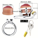 FRRK-411 Stainless Steel Pink Vagina Shap Male Chastity Cock Cage Device