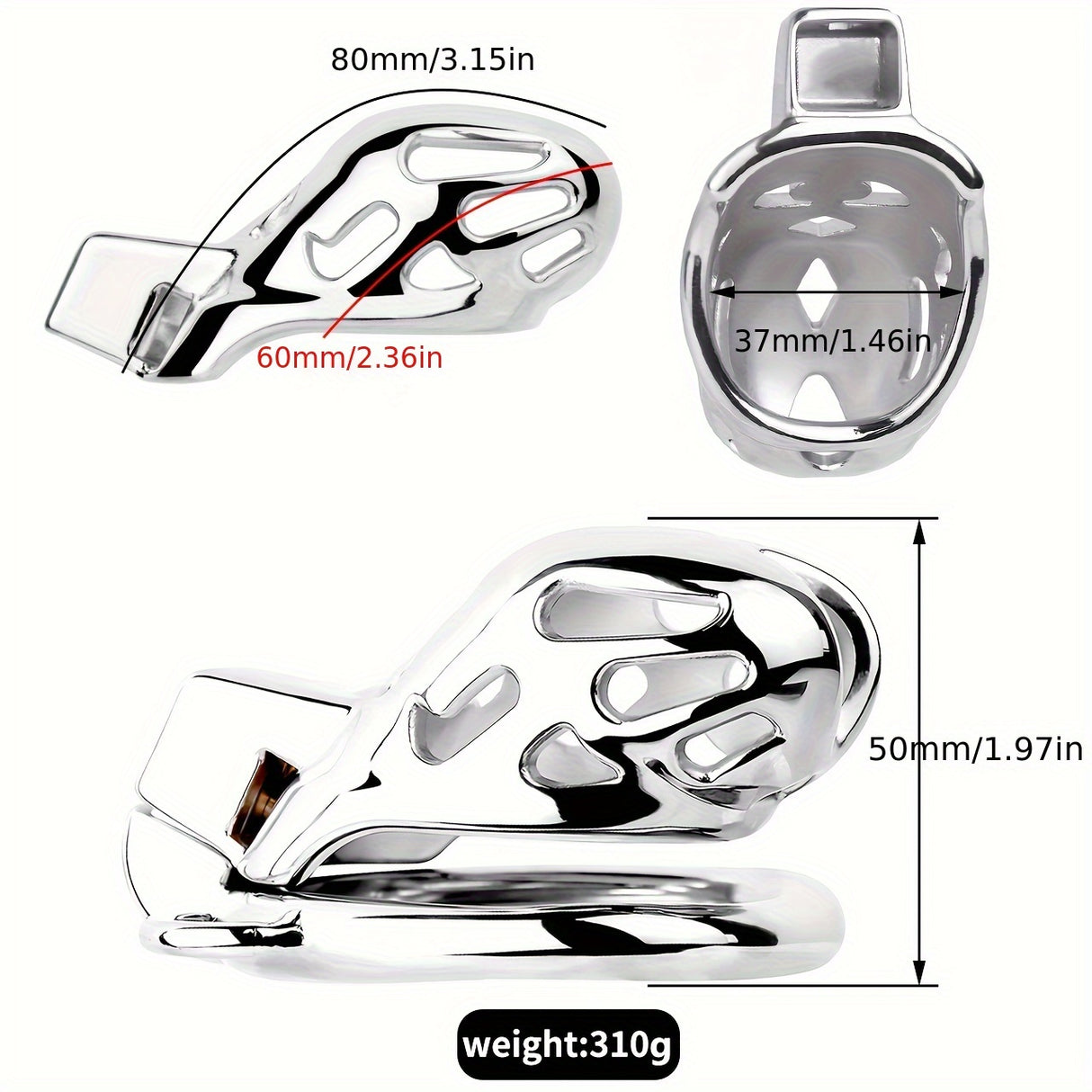 FRRK-183 Male Stainless Chastity Lock Cage Penis Cock Cage Belt Device