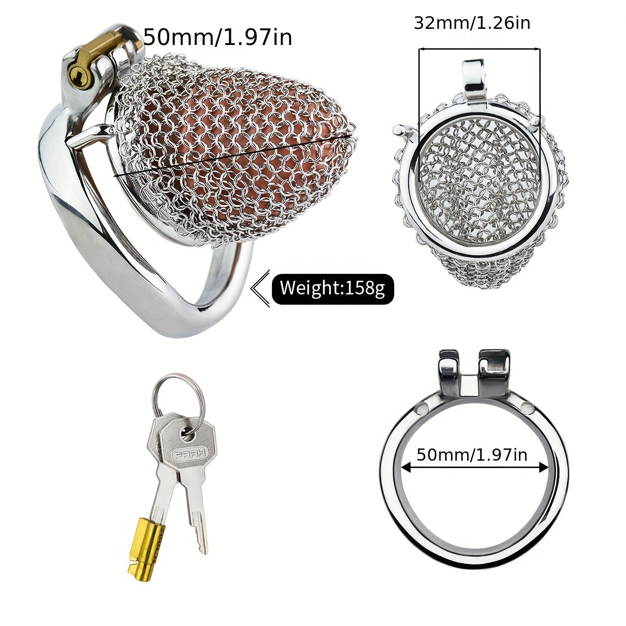 FRRK-198 Mesh Stainless Steel Male Chastity Cage Cock Cage Device – honeysx