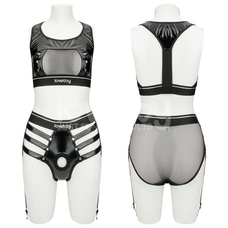 PU And Superior Mesh Rebellion Reign Iconic Harness Strap on Set