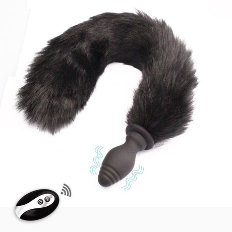 Sexbay remote control vibration detachable fox tail anal plug.