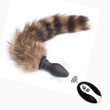 Sexbay remote control vibration detachable fox tail anal plug.