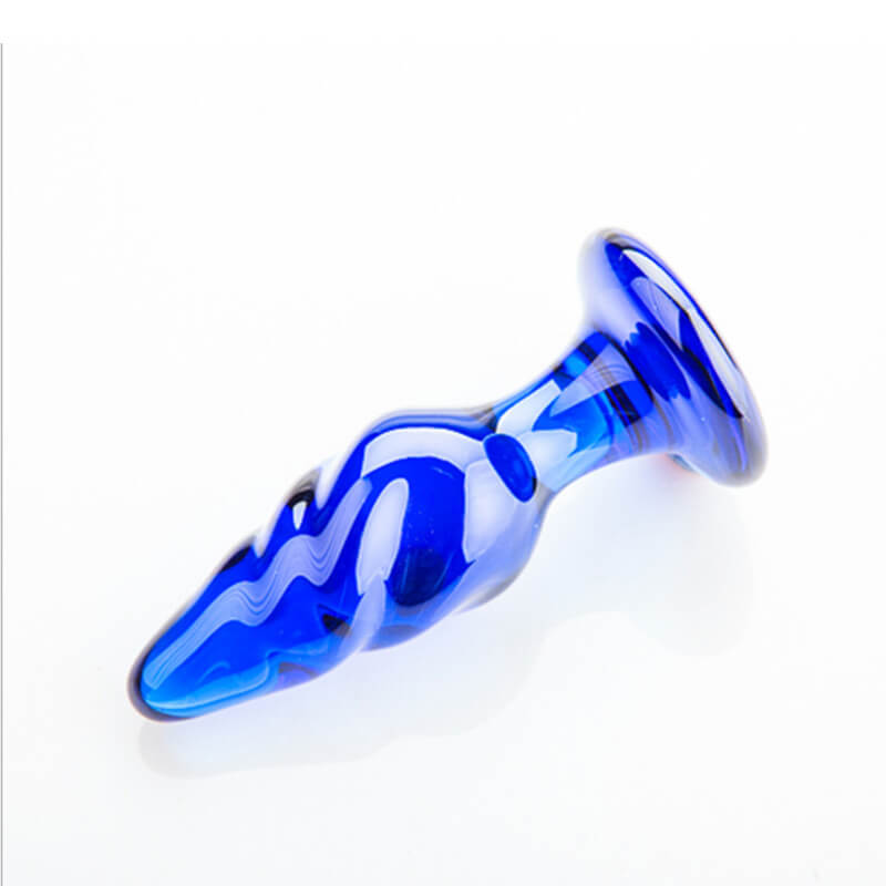 Honeysx Treasure blue double ball glass butt plug with roation