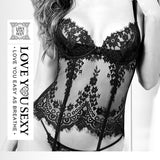 LYX Black Hollow Transparent Lace Sexy Lingerie